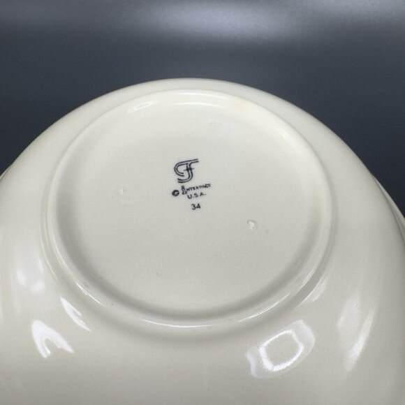 Franciscan Pottery Interpace Bowl Dish Set 2 Yellow Edges USA Large Bowls 8.5in - Picture 7 of 11